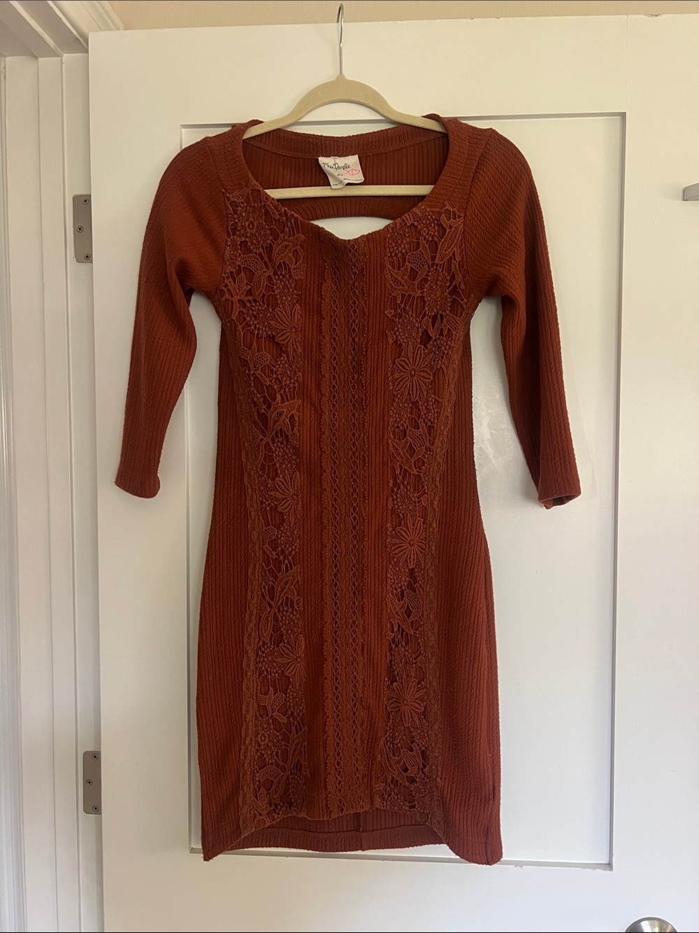 Free People Women’s Rust Lace-Detail Knit Dress